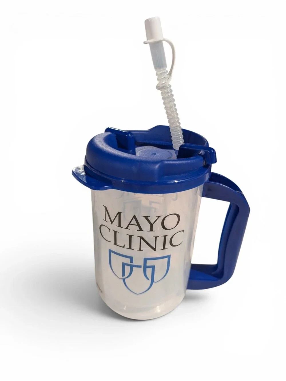 MAYO CLINIC Travel Water Cup Blue Lid Straw Mug 18oz New